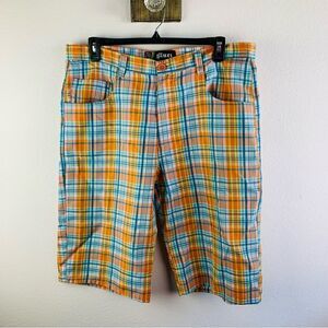 Bluez Orange Blue Plaid Golf Shorts‎